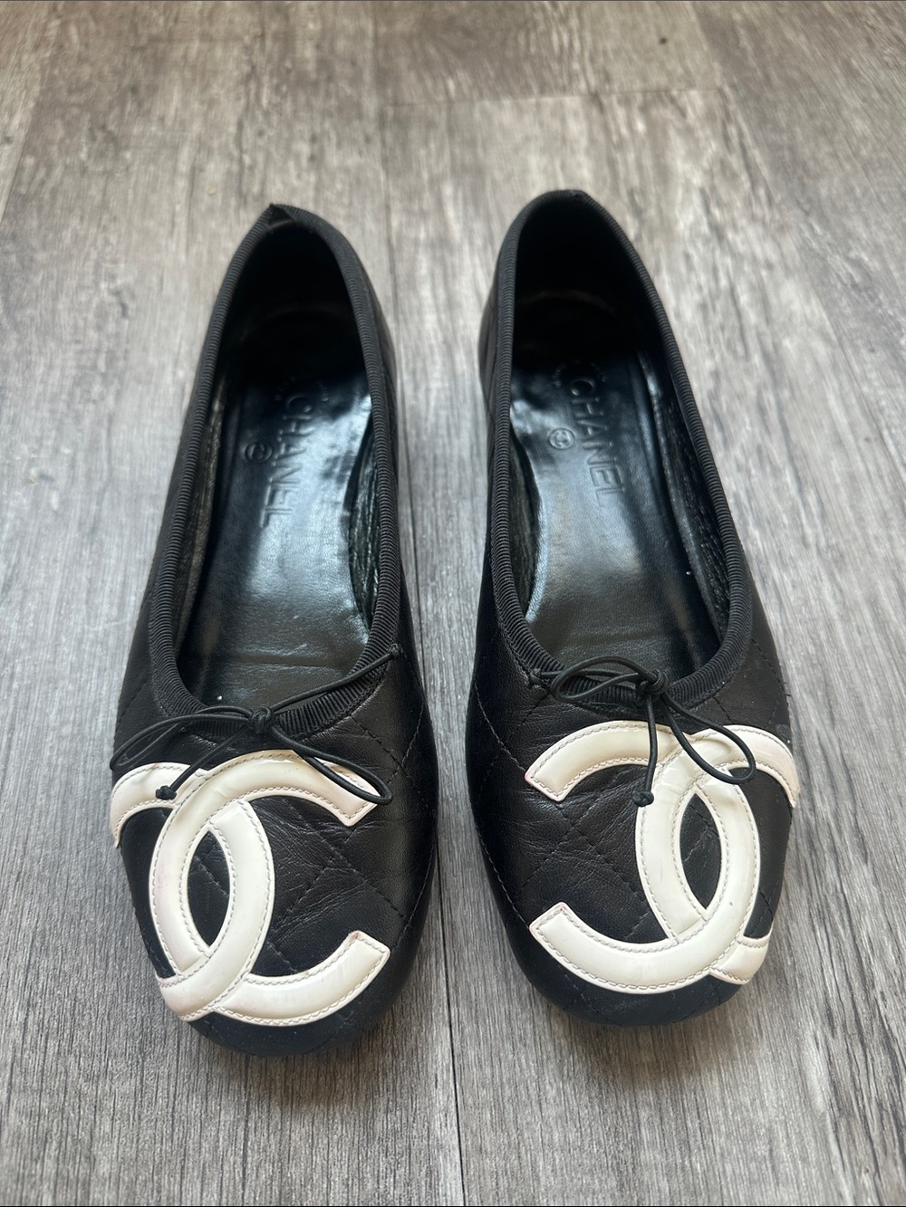 Chanel Black and White Cambon Flats